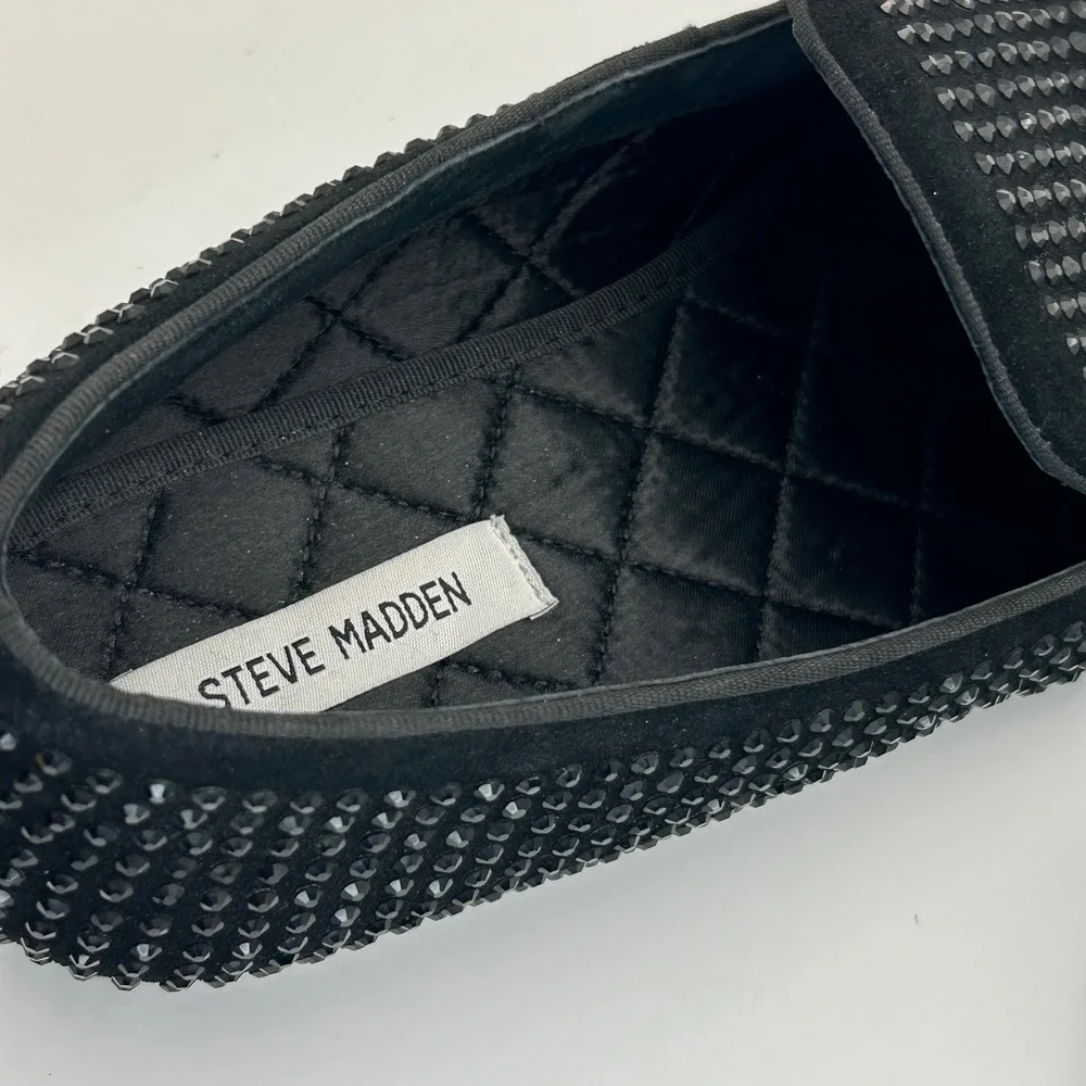 Steve Madden Black Rhinestone Loafers Mens 12 Caviarr Dress Shoes Formal Comfort